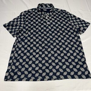 UnTuckIt Polo Shirt Mens XL Navy Paisley Print AOP Golf Breathable Stretch